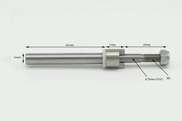 Wellenendstück Powertrimm Midi /Strut 2 für Federstahl 2mm und Propeller 4,75 